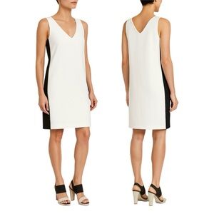 Vince Sleeveless V-Neck Colorblock Dress White Black Size M